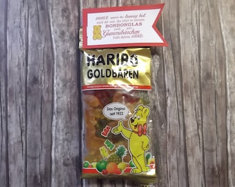 Oursons en gélatine Haribo avec un doux dicton