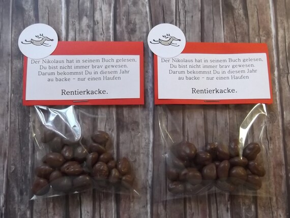 2x Rentierkacke Schokorosinen mit frechem Spruch | Etsy