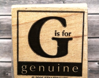 G is for Genuine wooden stamp Stampin up stamp wood real text stamp motif stamp