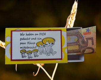 lustiges Geldgeschenk Geschenkbox Geburtstag Weihnachten Mäuse Volljährigkeit Führerschein Jugendweihe Einzug Umzug Gutschein Abitur Ostern