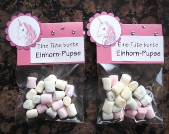 2x Einhornpupse - pastellfarbene Mini-Marshmellows Einhorn Unicorn Geschenk Gastgeschenk Kindergeburtstag Geburtstag Weihnachten Einschulung