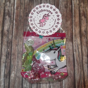 Einhorn Teebärchen Tee Gummibärchen Geschenk Kindergeburtstag Geburtstag Gastgeschenk Weihnachten Unicorn Party Geburtstagsgeschenk Abi Bild 1