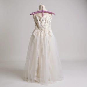 Vintage Tulle Rhinestone Prom Wedding Dress Gown Classic Formal