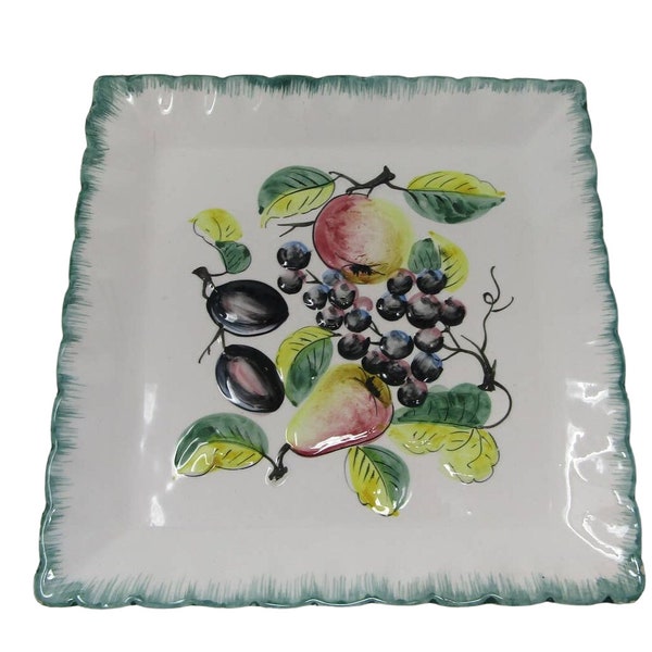 NPS Italy Hand Painted Square Plate Fruit