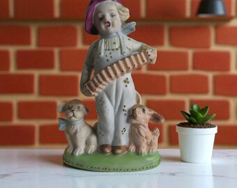Styson Figurine Boy with Accordion – Vintage Ceramic Music Figurine
