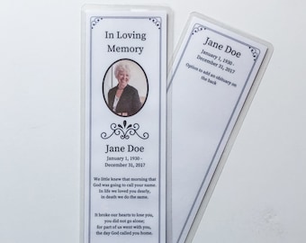 Memorial Bookmark Card Funeral Card Bookmark Set of 5, 10, 20, 30 or 50