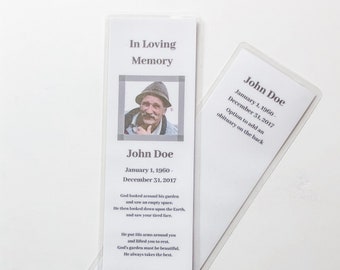 Memorial Bookmark Card Funeral Card Bookmark Set of 5, 10, 20, 30 or 50