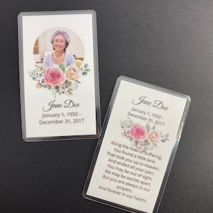 Monedero Tarjeta conmemorativa Tarjeta funeraria Tamaño de billetera Tamaño de bolsillo Juego de 10, 20, 50, 100, 150 o 200
