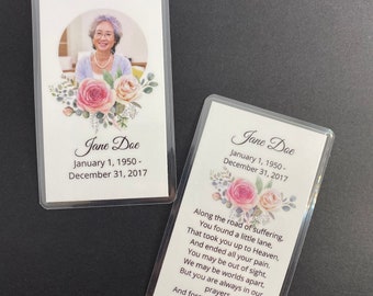 Wallet Memorial Card Funeral Card Wallet Size Pocket Size Set of 10, 20, 50, 100, 150 or 200