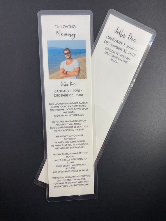 Memorial Bookmark Card Funeral Card Bookmark Set of 5 10 20 Etsy