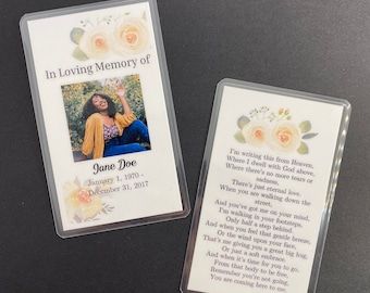 Wallet Memorial Card Funeral Card Wallet Size Pocket Size Set of 10, 20, 50, 100, 150 or 200
