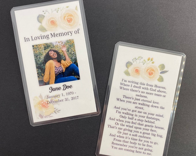 Wallet Memorial Card Funeral Card Wallet Size Pocket Size Set of 10, 20, 50, 100, 150 or 200