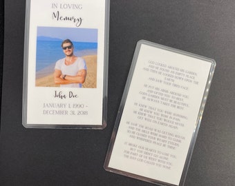 Wallet Memorial Card Funeral Card Wallet Size Pocket Size Set of 10, 20, 50, 100, 150 or 200