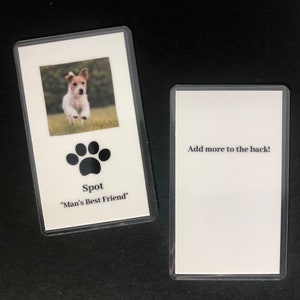 Pet Memorial Card Pet Card Tamaño de la billetera Tamaño de bolsillo Conjunto de 10, 20, 50, 100, 150 o 200