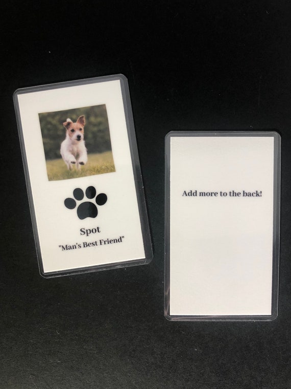 Pet Memorial Card Pet Card Wallet Size Pocket Size Set of 10, 20, 50, 100, 150 or 200