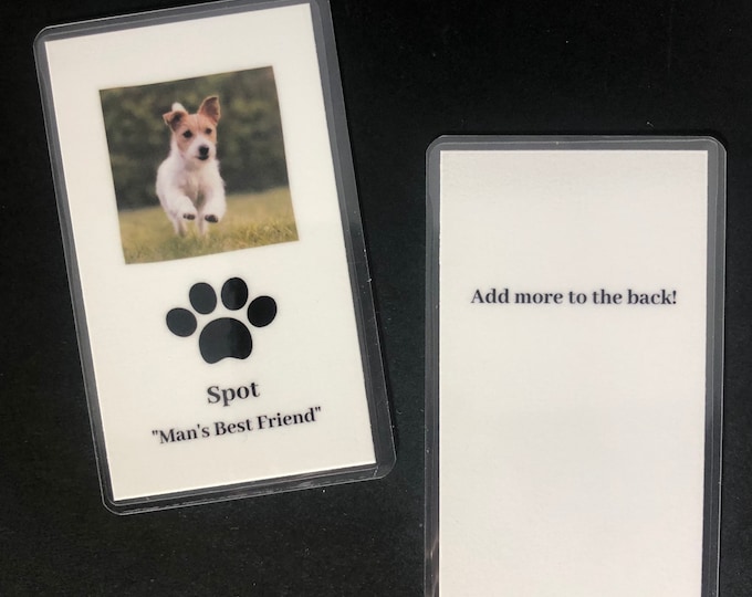 Pet Memorial Card Pet Card Wallet Size Pocket Size Set of 10, 20, 50, 100, 150 or 200