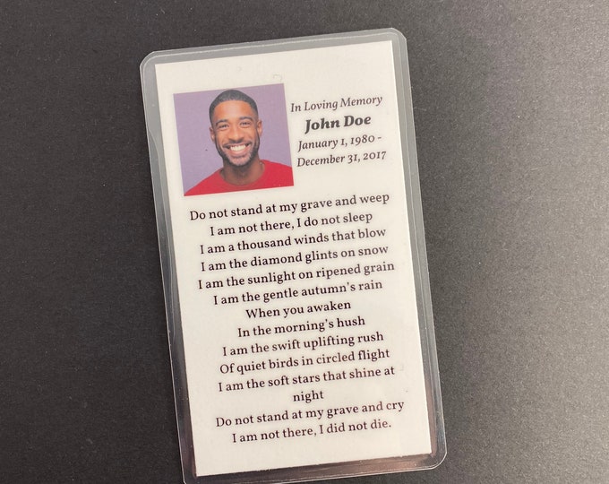 Wallet Memorial Card Funeral Card Wallet Size Pocket Size Set of 10, 20, 50, 100, 150 or 200