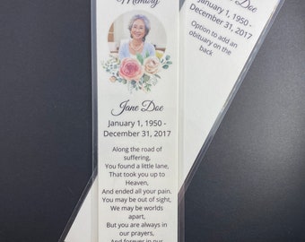 Memorial Bookmark Card Funeral Card Bookmark Set of 5, 10, 20, 30 or 50