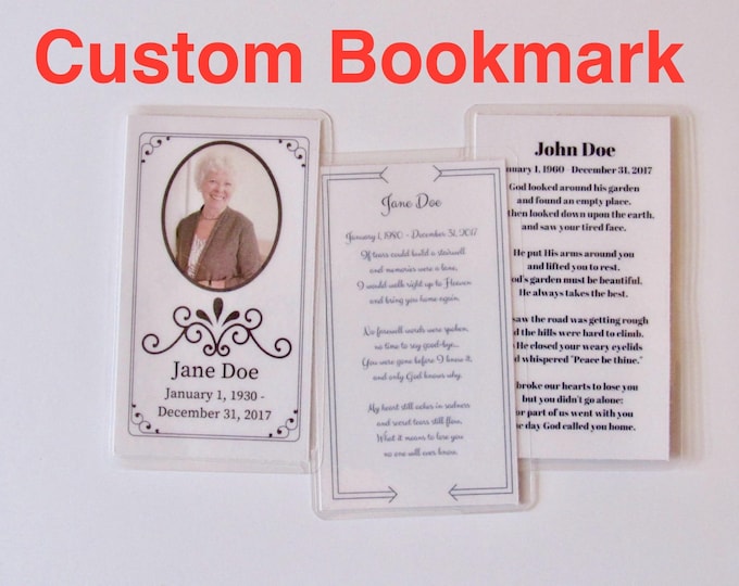 Custom Request Memorial Bookmark Card Funeral Card Bookmark Set of 5, 10, 20, 30 or 50