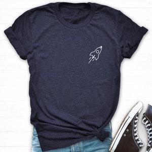 Rocket Shirt, Space Tshirt, Astronomy Shirt, Rocket Ship Shirt, Pocket Print T-Shirt, Space Pocket Shirt, Space Shirt Women, Astronomy Gift