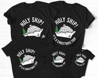 Camisa de barco sagrado, familia de camisas de crucero de Navidad, Ah Ship It's A Family Trip, camisa de crucero grupal, camisas de crucero a juego, pijamas de crucero