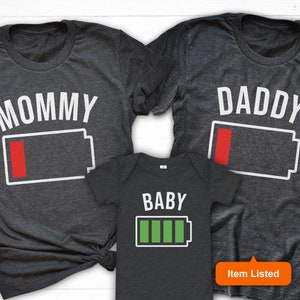 Dad Low Battery Shirt, New Dad Shirt, Family Battery Shirt, Daddy Mommy ...