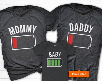 Dad Low Battery Shirt, New Dad Shirt, Family Battery Shirt, Daddy Mommy And Me, Family Shirt Set, Daddy Shirt, Daddy Baby Shirt, Father Baby