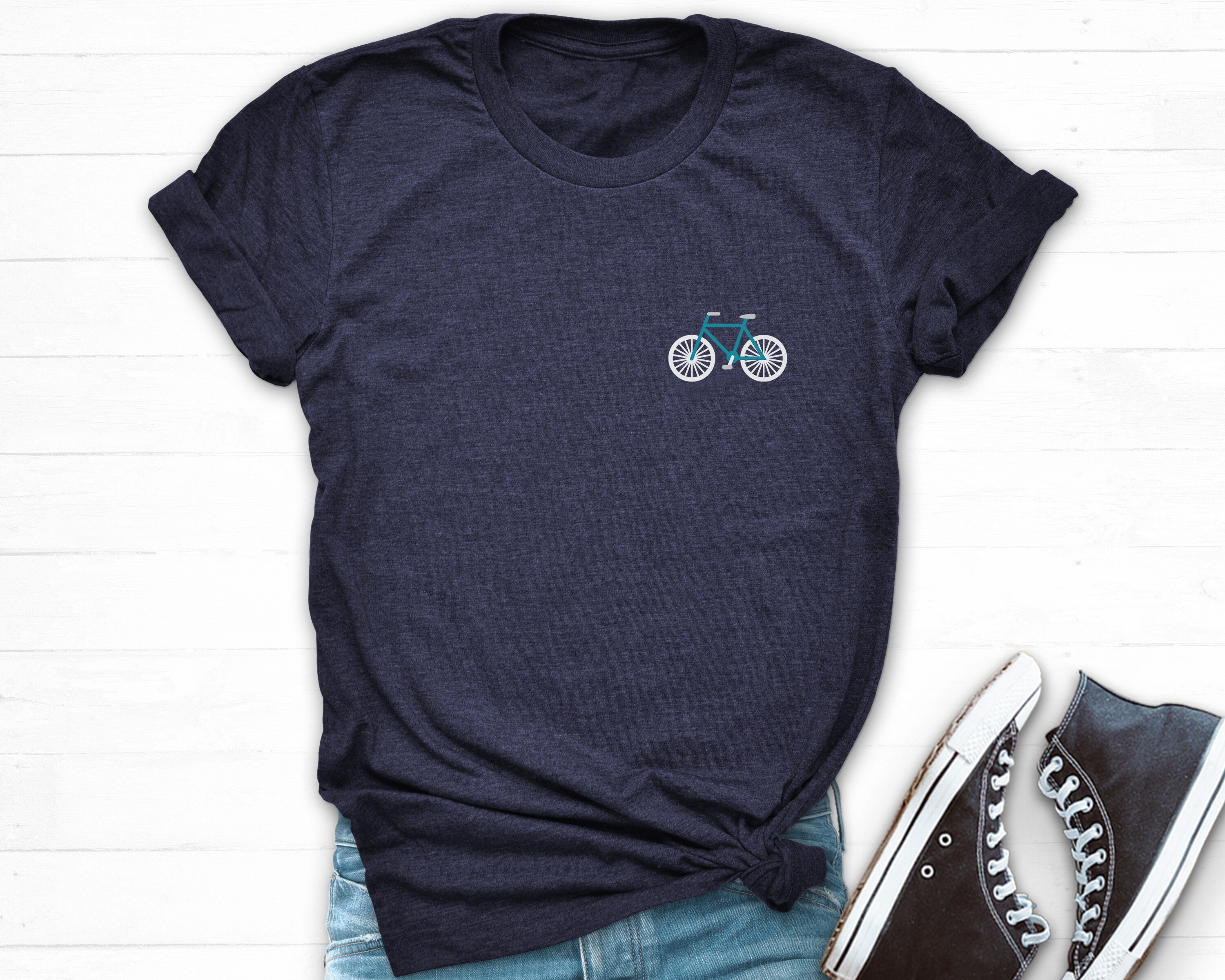 Camiseta con estampado de bicicleta camiseta con estampado de bicicleta camiseta con estampado de bolsillo diseno de camiseta de bolsillo regalo de ciclismo linda camiseta de bicicleta camiseta de mon...