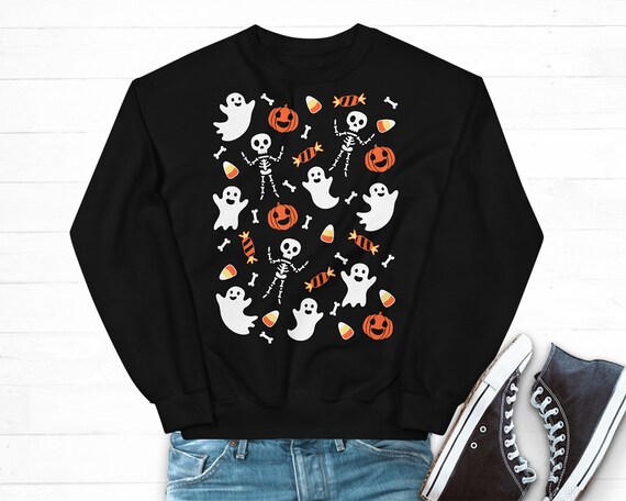 Halloween Doodles Sweatshirt, Halloween Little Things Shirt, Kawaii Halloween Sweatshirt, Halloween Plus Size Sweatshirt, Halloween Pattern