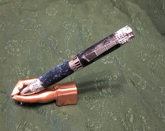 Antique Pewter Dragon pen with Elegance Purple and Amber Acrylester Vivid Polyester