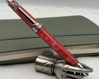 Handmade Breast Cancer Awareness Ribbon Gift: Luminescent Pink Dream Acrylic Pen Chrome Hardware