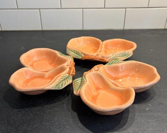 Vintage Belmar Pottery Peach Dishes Set of 3 California Candy Relish Bowls