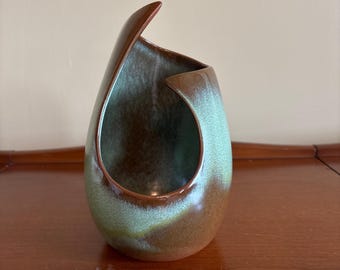 Frankoma Tealight Vase – Vintage Plainsman Green/Brown Glaze | Mid-Century Ceramic | Free Shipping