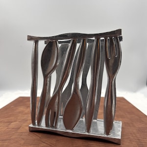 Servetthållare i aluminium för bestick, modern design för mitten av århundradet, vintage/retro köksbordsdekor