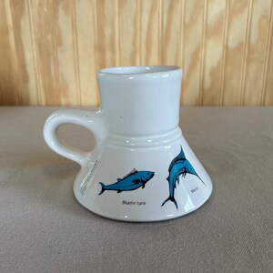 Vintage 1982 Feltman Langer Porcelain Fisherman Desk Travel Mug | Saltwater Fish Non Skid