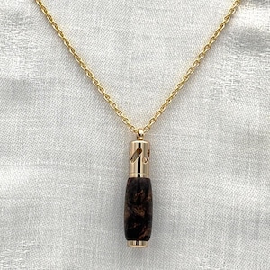 Maple Burl Aromatherapy Essential Oil Diffuser Pendant with 24K Gold Electroplate Chain Hand Turned