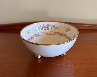 Antique Hand Painted Nippon Footed Bowl by Morimura Bros | Gold Trim Porcelain Dish | Japanese Vanity Bowl | Collectible China
