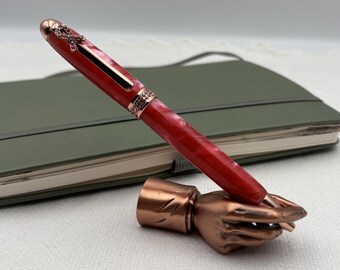 Handmade Breast Cancer Awareness Ribbon Gift: Luminescent Pink Dream Acrylic Pen Rose Gold