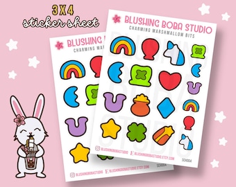 Lucky Marshmallow Charms Stickers | Childhood Cereal Stickers for Junk Journaling, Bujo, Planners