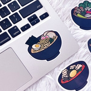 Ramen WATER RESISTANT Sticker | Japanese Noodle Soup | Asian Soup Stickers | Asian Food | Kawaii Food Art | Anime Stationery Foodie Gifts