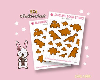 Dino Nuggets School Lunch Stickers | Childhood Snacks Stickers for Junk Journaling, Bujo, Planners