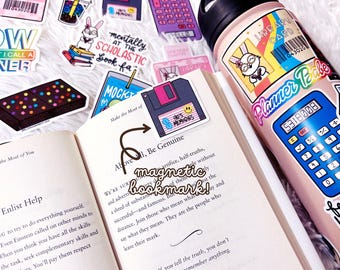 Floppy Disk Save Icon Bookmark 90s Retro | Bookish Gifts for Book Lovers | Magnetic Bookmark
