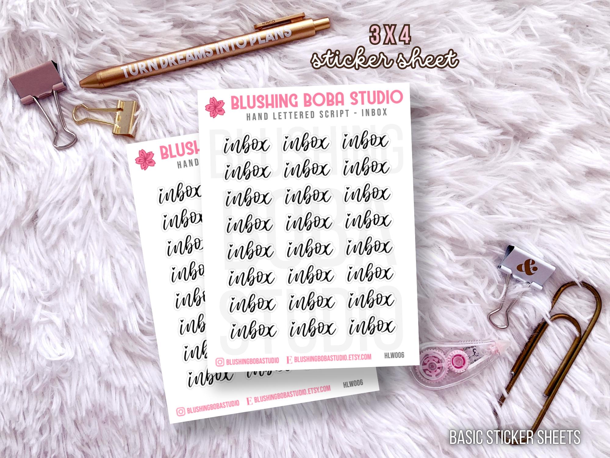 Cursive Inbox Inbox Script Cursive Minimalist Planner Stickers | Hand Lettered ...