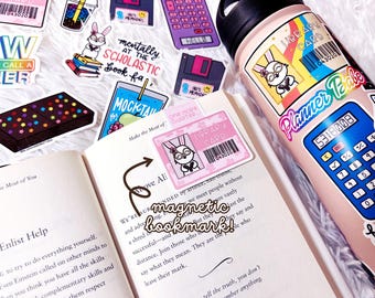 Pink Kawaii Bunny Library Card Bookmark | Bookish Gifts for Book Lovers | Magnetic Bookmark