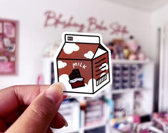 Chocolate milk box kawaii sticker | 90s school lunch nostalgia decals | Breakfast stickers