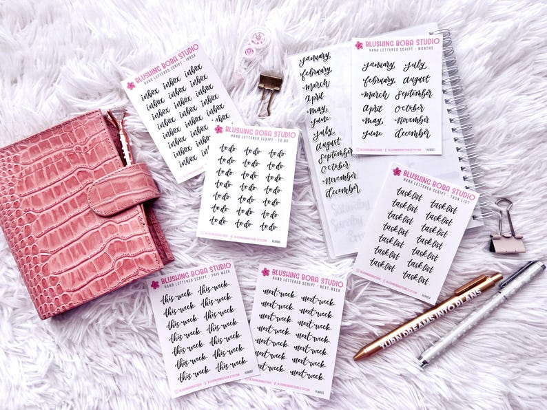 Cursive Inbox Inbox Script Cursive Minimalist Planner Stickers | Hand Lettered ...