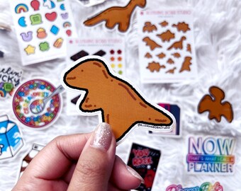 Dino Nugget Vinyl Sticker | T-Rex Dinosaur Kid Lunch | 90s snack nostalgia