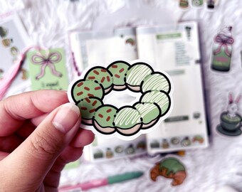 Matcha Mochi Donut Vinyl Sticker | Bakery Goods Stationery | Kawaii Decals for Water Bottles & Laptops