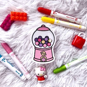 Gumball Machine WATER-RESISTANT Vinyl Sticker | Pink Gumball | Candy Stickers | Bubble Gum | Kawaii Laptop Sticker | Water Bottle Sticker