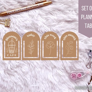 Boho Cafe Planner Page Markers | Today | This Week | This Month | Planner Tabs | Bullet Journal | Top Tabs | Planner Bookmarks | Agenda Tabs